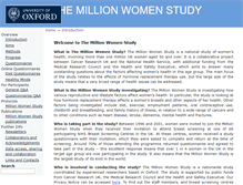 Tablet Screenshot of millionwomenstudy.org